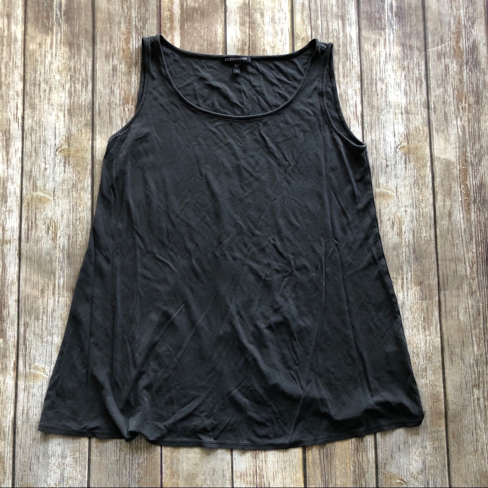 Eileen Fisher 100% Silk Gray Tank Blouse